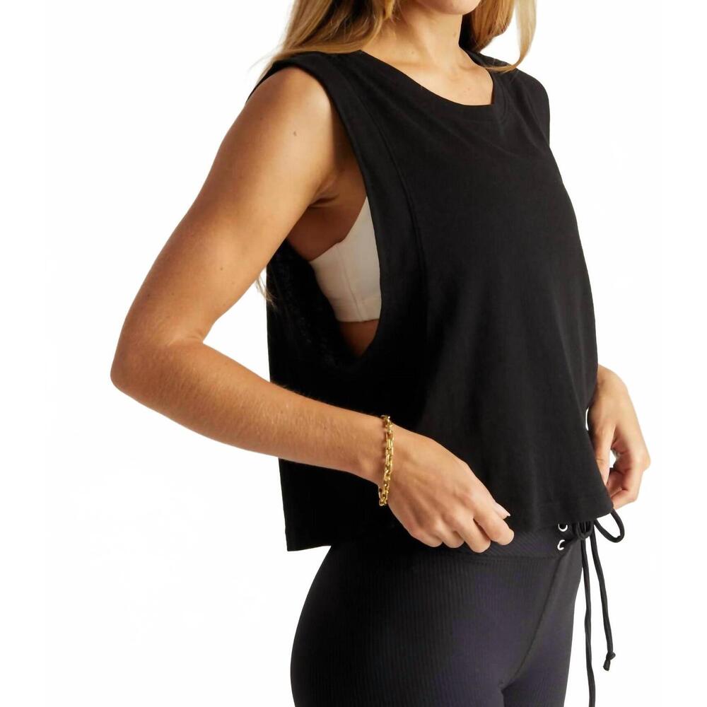 NEW YEAR OF OURS flow cropped muscle tank top in black